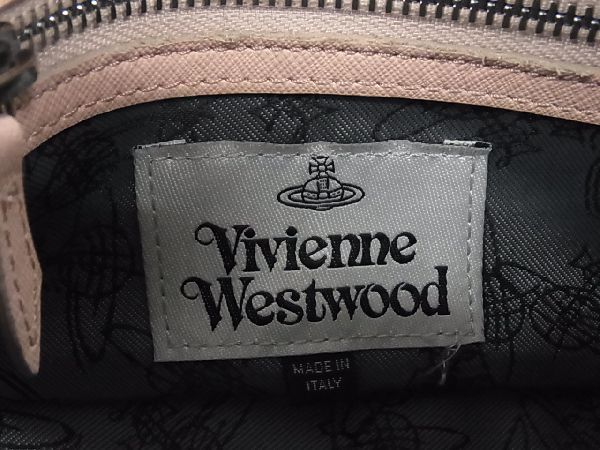 1円 Vivienne Westwood ヴィヴィアンウエストウッド オーブ レザー ショルダーバッグ クロスボディ 斜め掛け ピンクベージュ系 AT0394H1_画像6