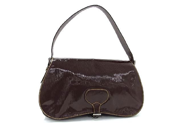 1円 ■美品■ PRADA プラダ パテントレザー ワンショルダーバッグ 肩掛けかばん レディース ブラウン系 BG6401_画像1