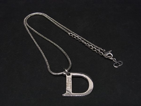 1円 ■美品■ ChristianDior クリスチャンディオール ロゴモチーフ ネックレス ペンダント アクセサリー レディース シルバー系 AV2432_画像1