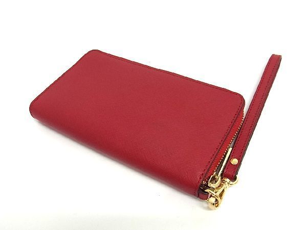 1円 ■極美品■ MICHAEL KORS マイケルコース レザー ラウンドファスナー 二つ折り 長財布 ウォレット 札入れ 小銭入れ レッド系 AW0789_画像3