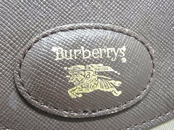 1円 Burberrys バーバリーズ キャンバス×レザー チェック柄 ボストン ハンドバッグ カーキ系×ブラウン系 AW0412_画像6