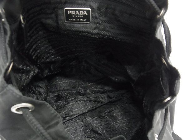 1円 ■美品■ PRADA プラダ B2811F テスートナイロン 巾着型 リュックサック バックパック メンズ レディース ブラック系 BI0773_画像5