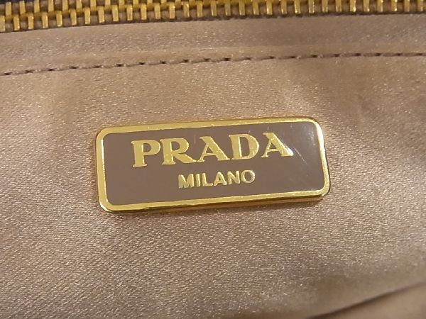 1円 ■美品■ PRADA プラダ BN1977 ベロア チェーン 2WAY クロスボディ ハンドバッグ トート ショルダー ピンクブラウン系 BI0776_画像6