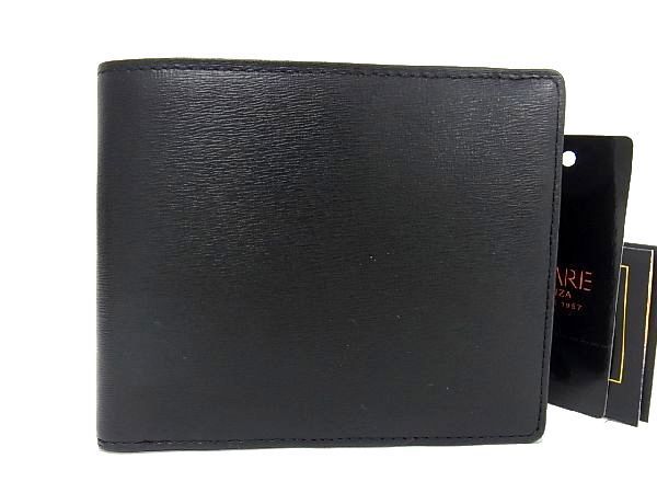 ■新品■未使用■ PRARE プレリー ボックスカーフ 二つ折り 財布 ウォレット 札入れ カード入れ メンズ ブラック系 BE8380