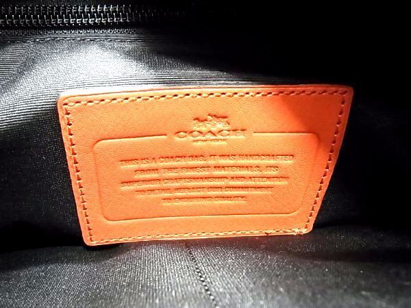 1円 ■美品■ COACH コーチ F71722 レザー 2WAY トートバッグ ショルダーバッグ 斜め掛けかばん ブラック系×オレンジ系 AT4874_画像6