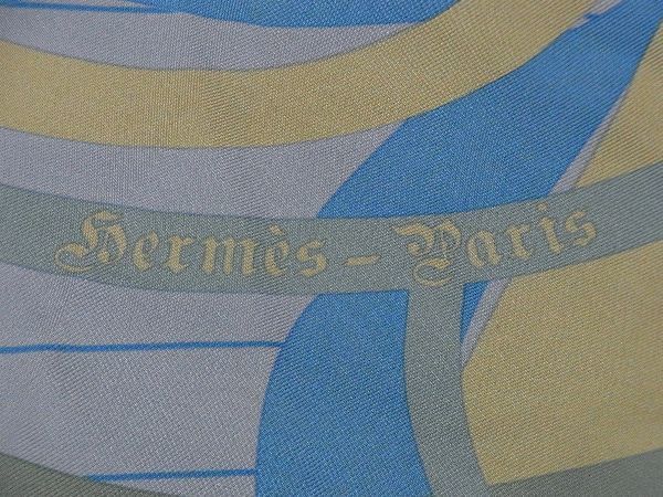 1円 HERMES エルメス Comme Histoires カレ90 シルク100% スカーフ ストール ショール ライトブルー系×マルチカラー AU2288_画像4
