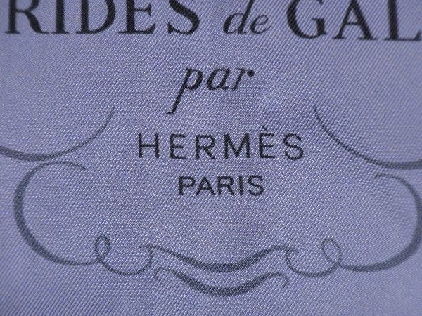 1円 ■極美品■ HERMES エルメス BRIDES de GALA【式典用の馬勒】カレ90 シルク100% 大判 スカーフ ストール ショール パープル系 AV3270_画像4