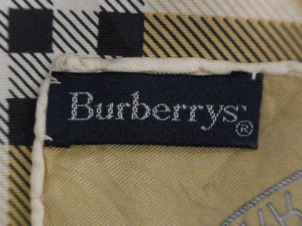 1円 Burberrys バーバリーズ シルク チェック柄 大判 スカーフ ショール ストール レディース ベージュ系 CB1402_画像4