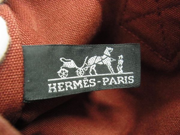 1円 ■美品■ HERMES エルメス フールトゥ カバス キャンバス ハンドバッグ トートバッグ メンズ レディース レッド系 AW0480_画像6