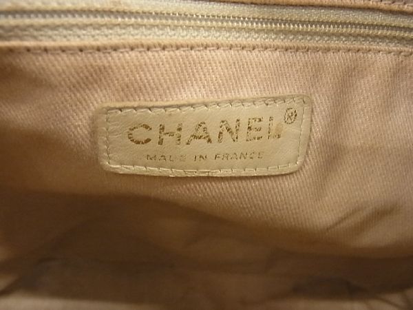 1円 CHANEL シャネル ロゴ カメリア レザー ハンドバッグ トートバッグ ショルダーバッグ 肩掛けかばん レディース アイボリー系 BI0811_画像6