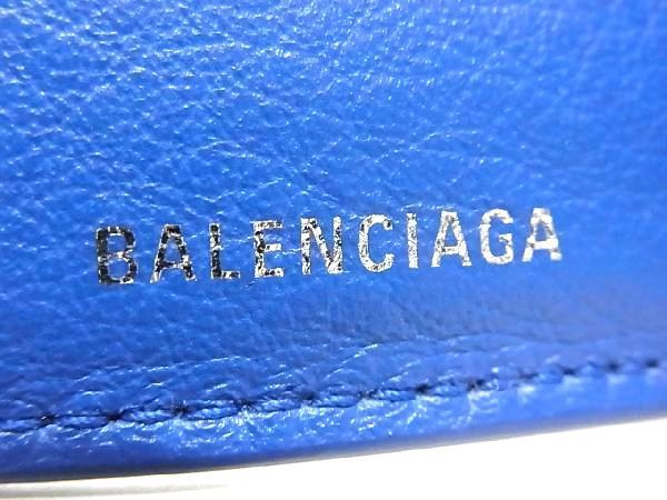 1円 ■美品■ BALENCIAGA バレンシアガ 504564 ペーパーミニ レザー 三つ折り 財布 ウォレット 札入れ 小銭入れ ブルー系 AU4192_画像6