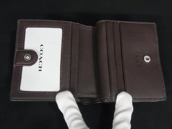 1円 ■極美品■ COACH コーチ レザー 二つ折り 財布 ウォレット レディース グレー系 BI0651_画像3