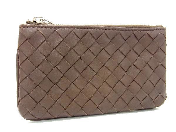 1円 ■美品■ BOTTEGA VENETA ボッテガヴェネタ イントレチャート レザー コインケース コインパース 小銭入れ ブラウン系 BG6283_画像1