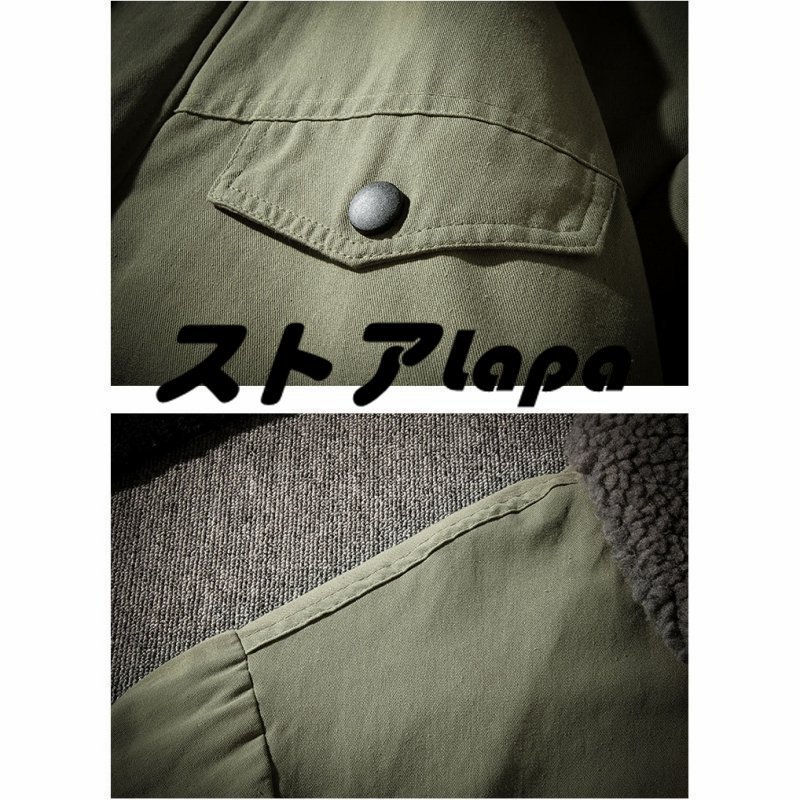 品質保証 ミリタリージャケット マウンテンパーカー ジップアップパーカー ジャンパー 裏起毛 厚手　グリーン2XL_画像5