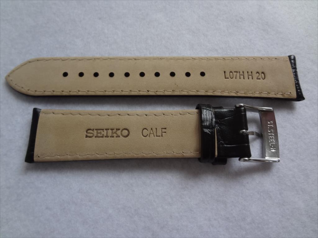 SEIKO 純正 SRN049P1 SRN073P SRN051P1 用 レザーバンド 20mm 腕時計ベルト 黒 ブラック_画像2