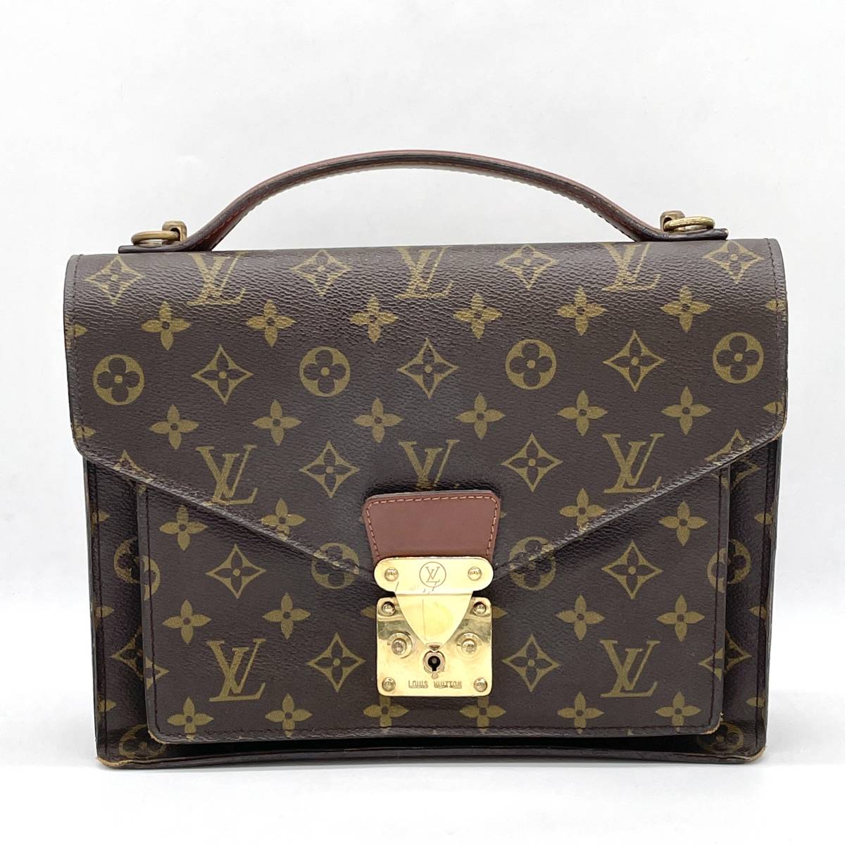 1円 LOUIS VUITTON ルイヴィトン モノグラム モンソー 2way ハンドバッグ ショルダー レディース メンズ M51185_画像2