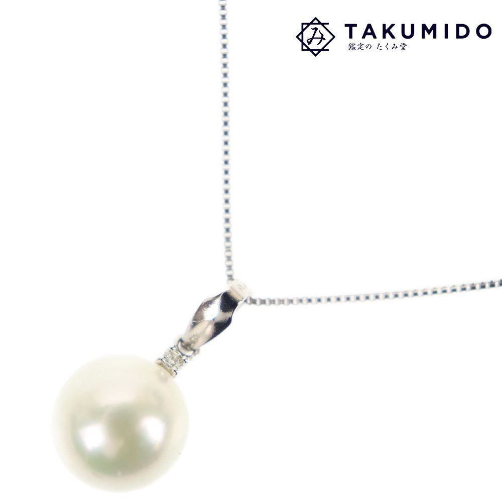 上品コーデはコレで安心! Pt900 プラチナ パールネックレス Pt850 275011 中古A アクセサリー 総重量約2.4g 0.01ct ダイヤモンド 真珠 その他