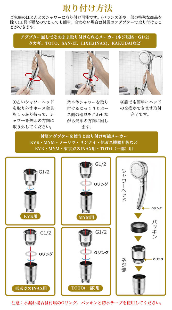 シャワーヘッド ミスト マイクロナノバブル 節水 シャワー スパレベル 多機能 3段階モード 増圧 肌ケア 手元止水 高洗浄力_画像4