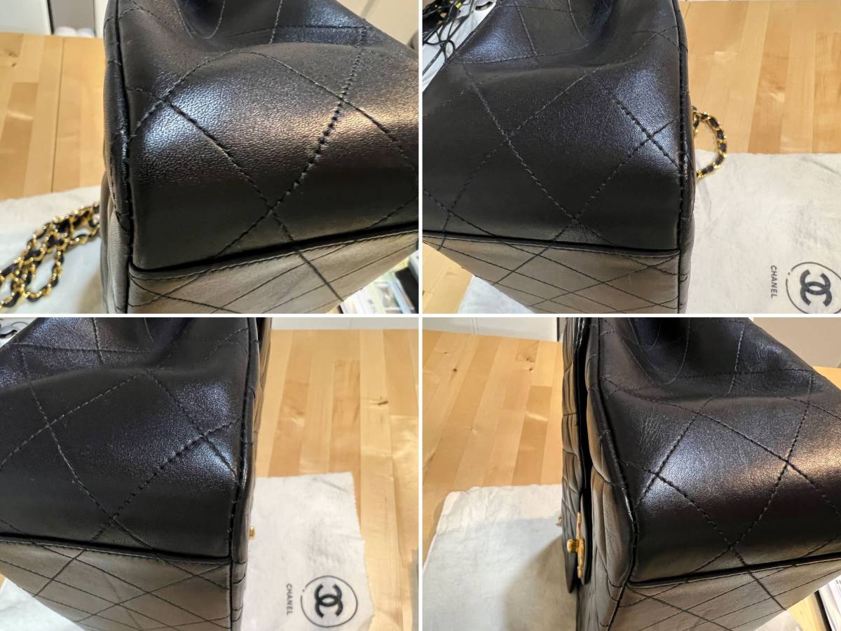 【CHANEL】シャネル デカマトラッセ Wチェーン ショルダーバッグ ブラック 美品_画像10