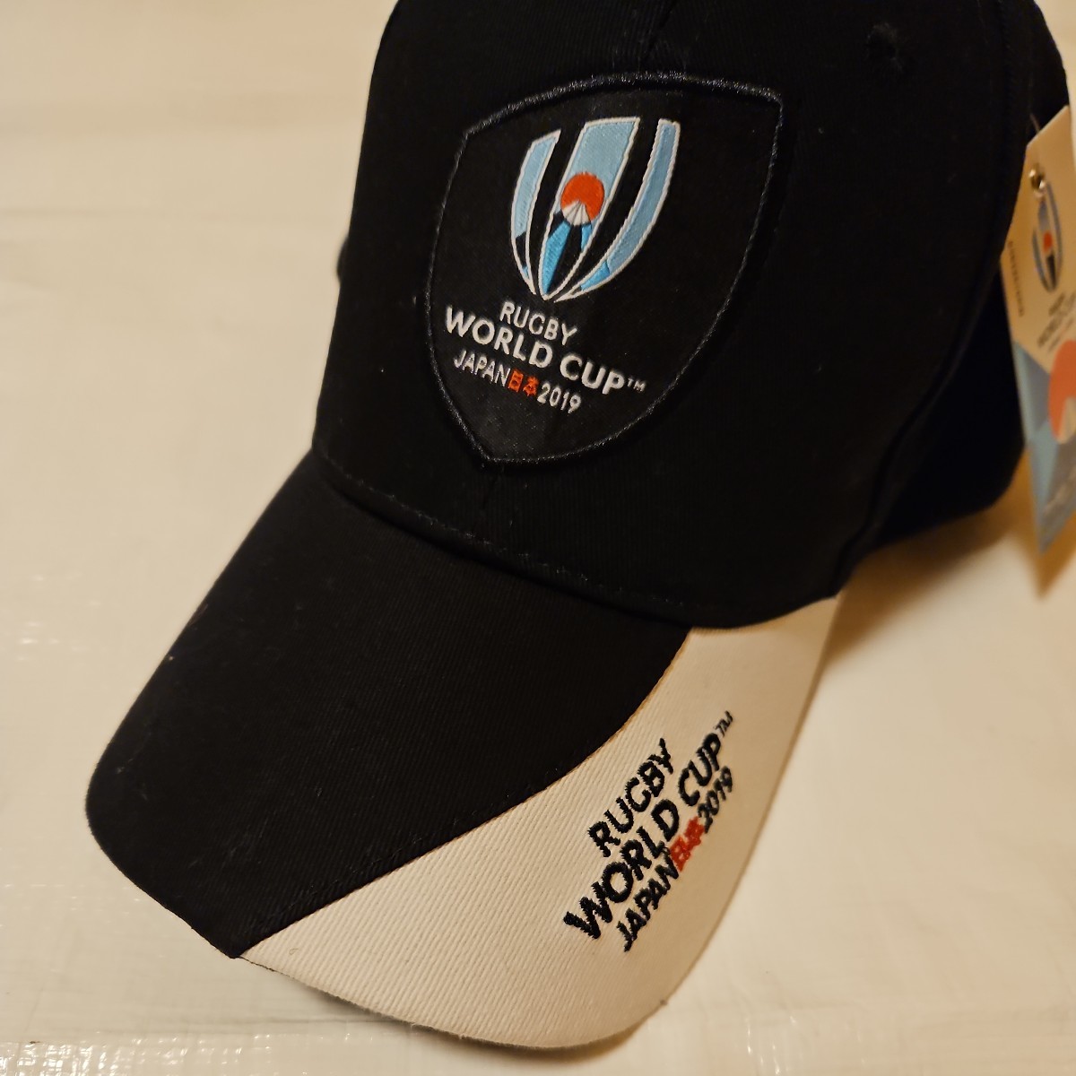 タグ付き【ラグビーワールドカップ】 キャップ 帽子 ラグビー 応援 2019 RWC2019 BLK R32357 黒 ブラック ラグビーボール _画像2