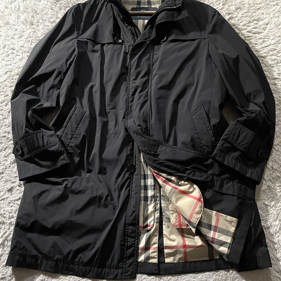 極美品/L-XLサイズ●4way バーバリー ロンドン ダウンライナー付 ナイロンコート スタンドカラー BURBERRY LONDON フード収納 ノバチェック_画像4