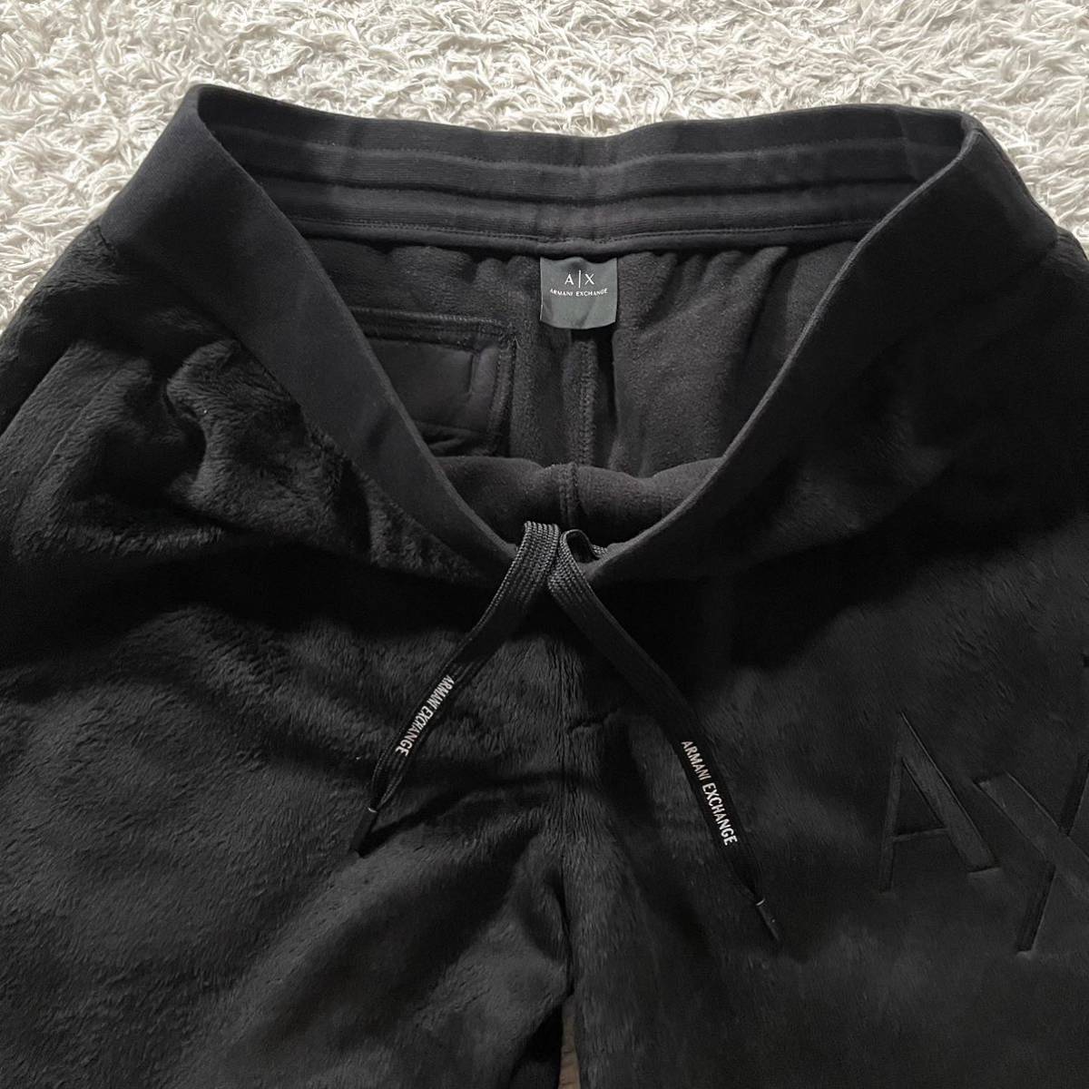 極美品/L-XL●アルマーニ エクスチェンジ ボア フリース セットアップ ジャージ ダブルジップ ARMANI EXCHANGE ムートン風 起毛 AXロゴ_画像7