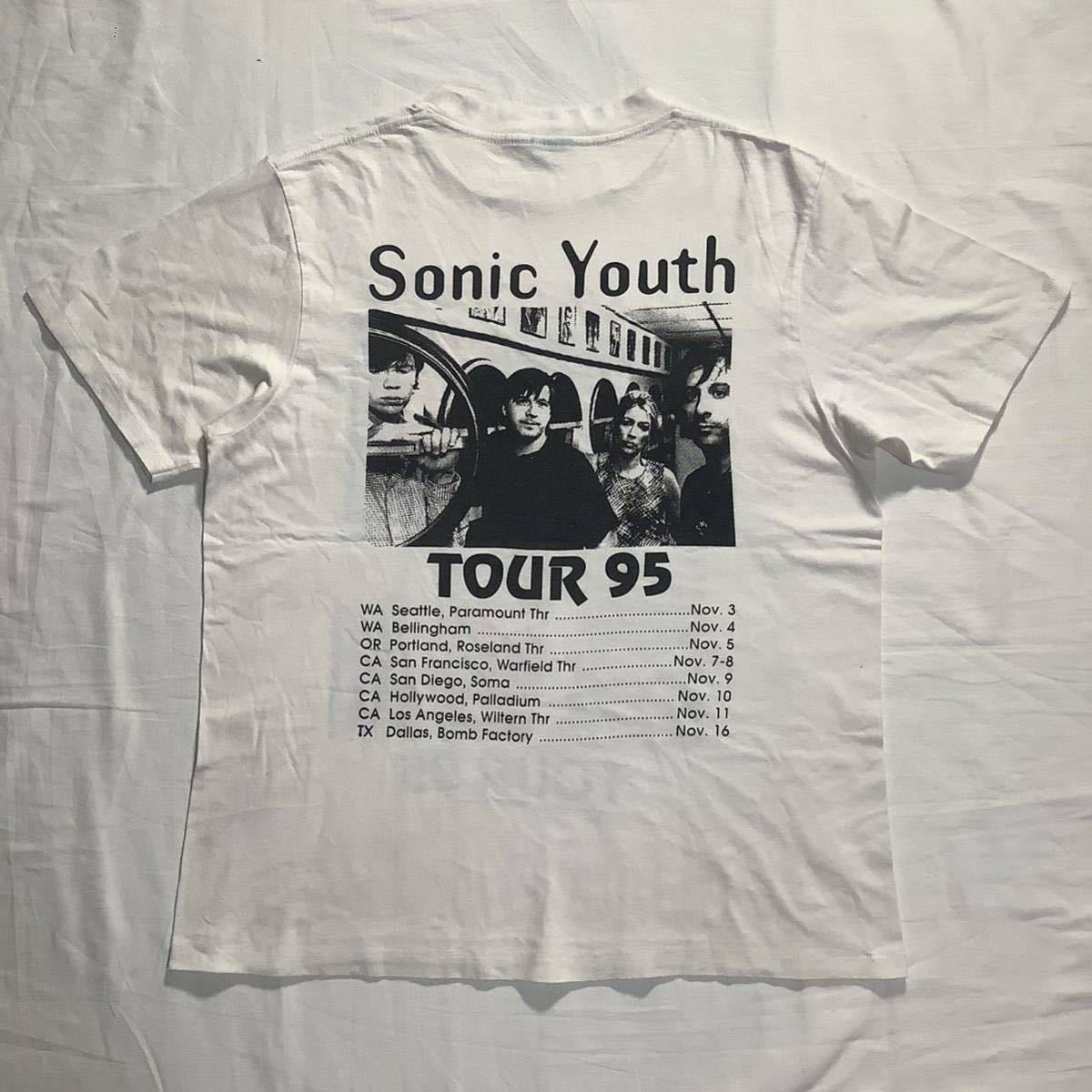 激レア! 1995 Sonic Youth Tour パーキングロット 両面プリント メンバーフォト ヴィンテージ Tシャツ 80s 90s _画像4