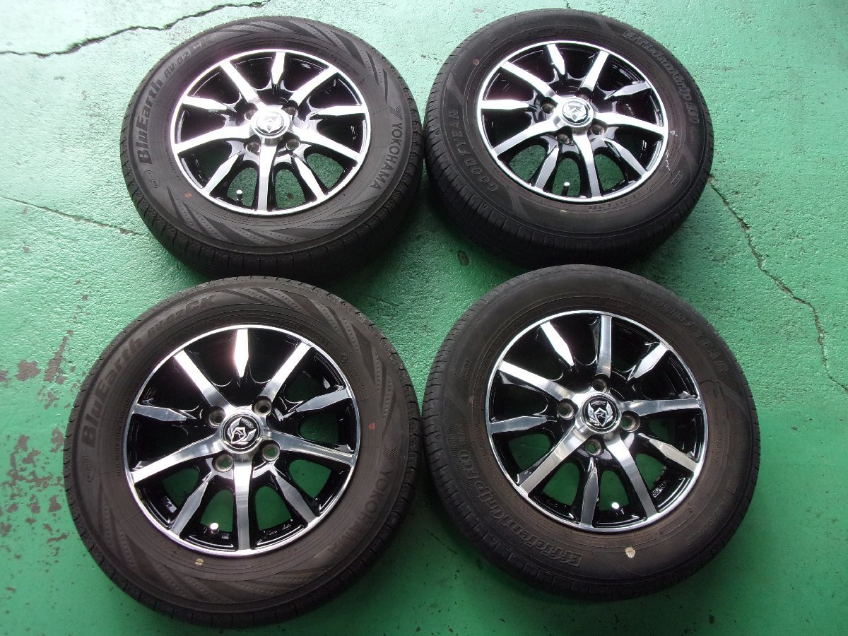 送料無料【Weds】RIZLEY/ブラポリ！軽自動車に☆4J×13+45　PCD100-4穴☆145/80Ｒ13　6～7分山☆税込[中古]_画像1