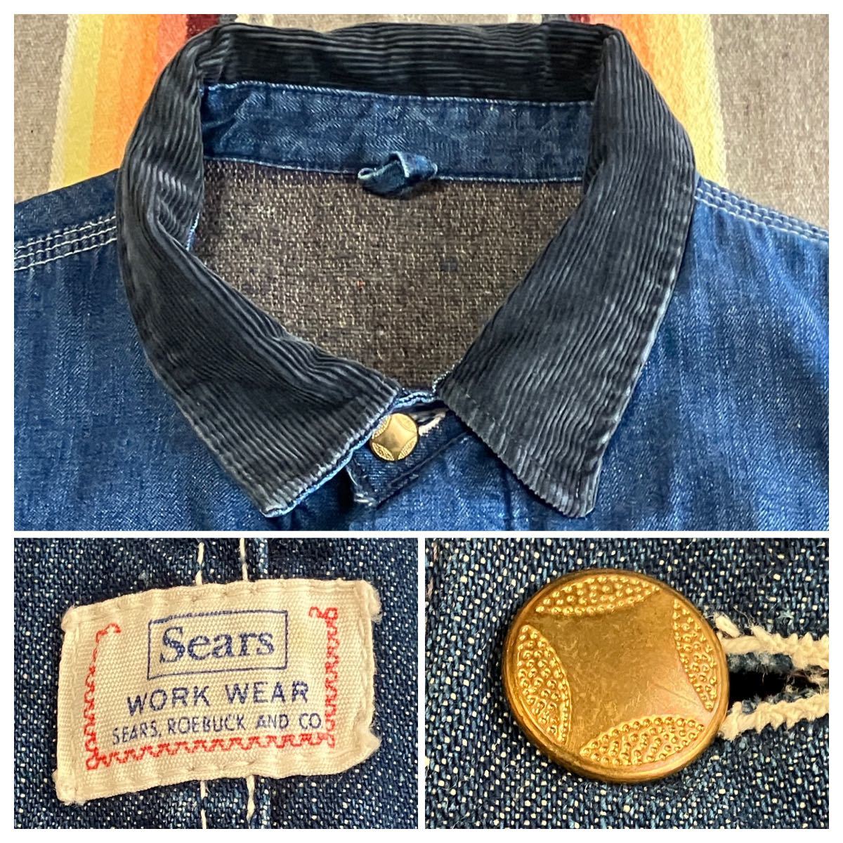 送料無料 雰囲気抜群50s~60s vintage Sears シアーズ デニム 送料無料 雰囲気抜群50s~60s vintage Sears シアーズ デニム