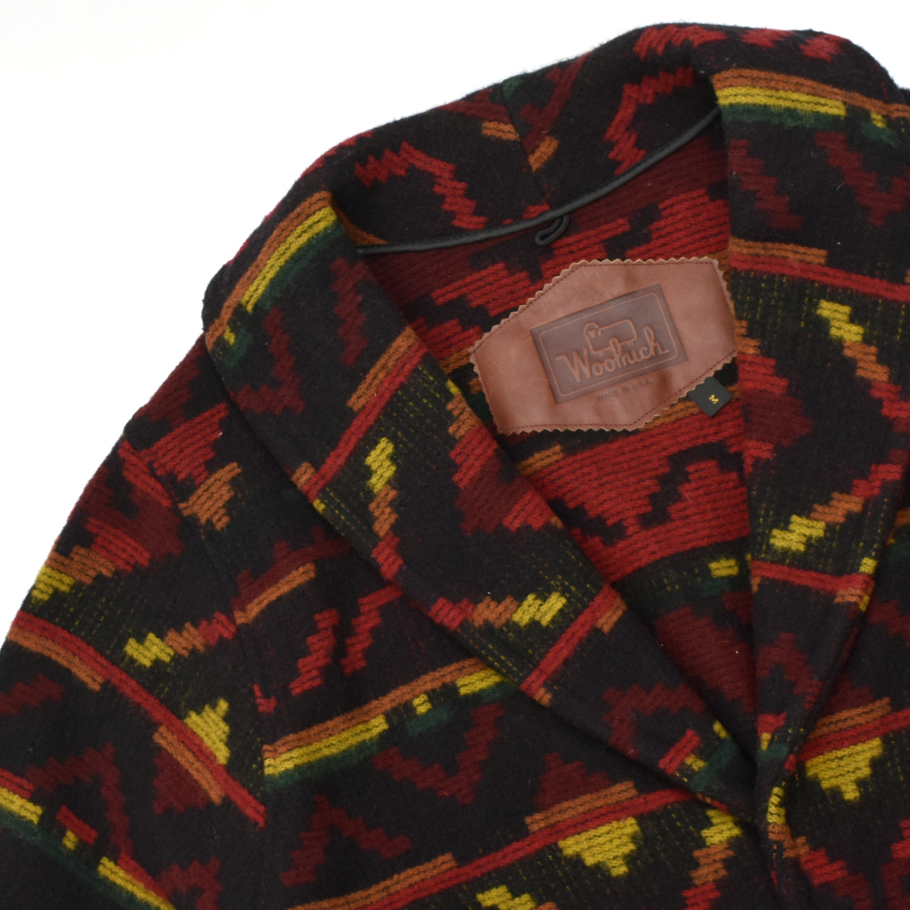 希少 90s vintage woolrich ネイティブ ブランケット ショールカラー ジャケット コート USA製 size.M ラスタ ウールリッチ ラグ_画像2
