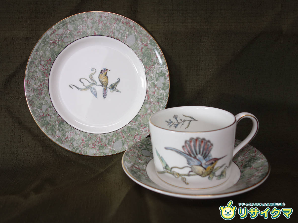 【中古】M▽WEDGWOOD ウェッジウッド ハミングバード カップ＆ソーサー プレート (37284)_画像1