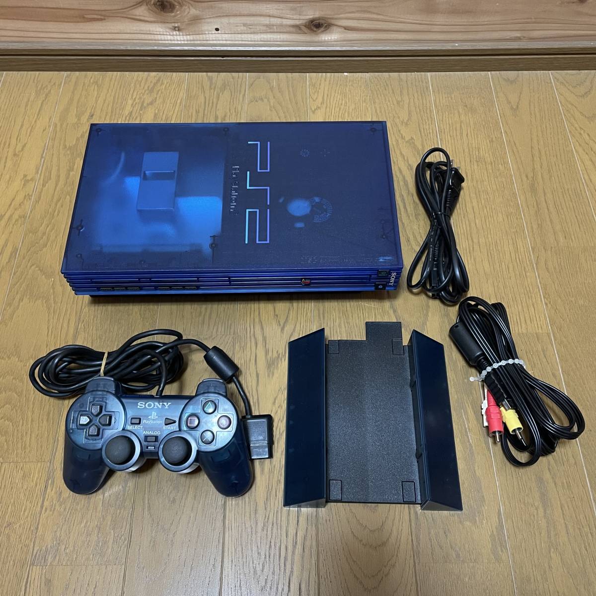 PS2 オーシャンブルー SCPH-37000 本体一式+縦置きスタンドセット PlayStation2 プレイステーション2 プレステ2 SONY 匿名配送