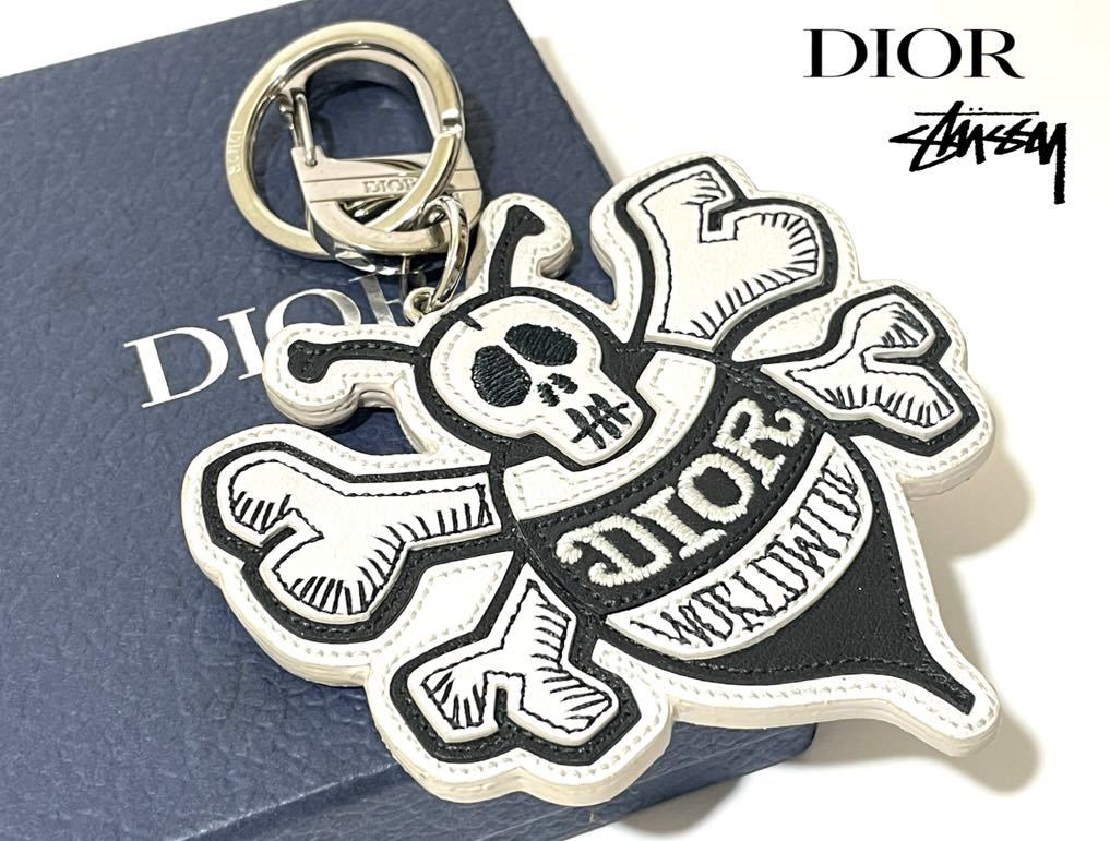 良品 DIOR × SHAWN STUSSY SKULL BONES BEE KEY CHARM ディオール ショーン ステューシー スカル ビー ボーン キーホルダー 正規品_画像1