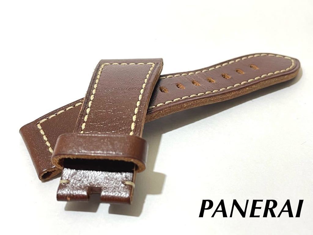 ★ OFFICINE PANERAI パネライ 純正 替え 革 レザー ステッチ ベルト ブラウン ラグ幅2.6cm 尾錠幅2.2cm 時計ベルト ストラップ 正規品_画像1