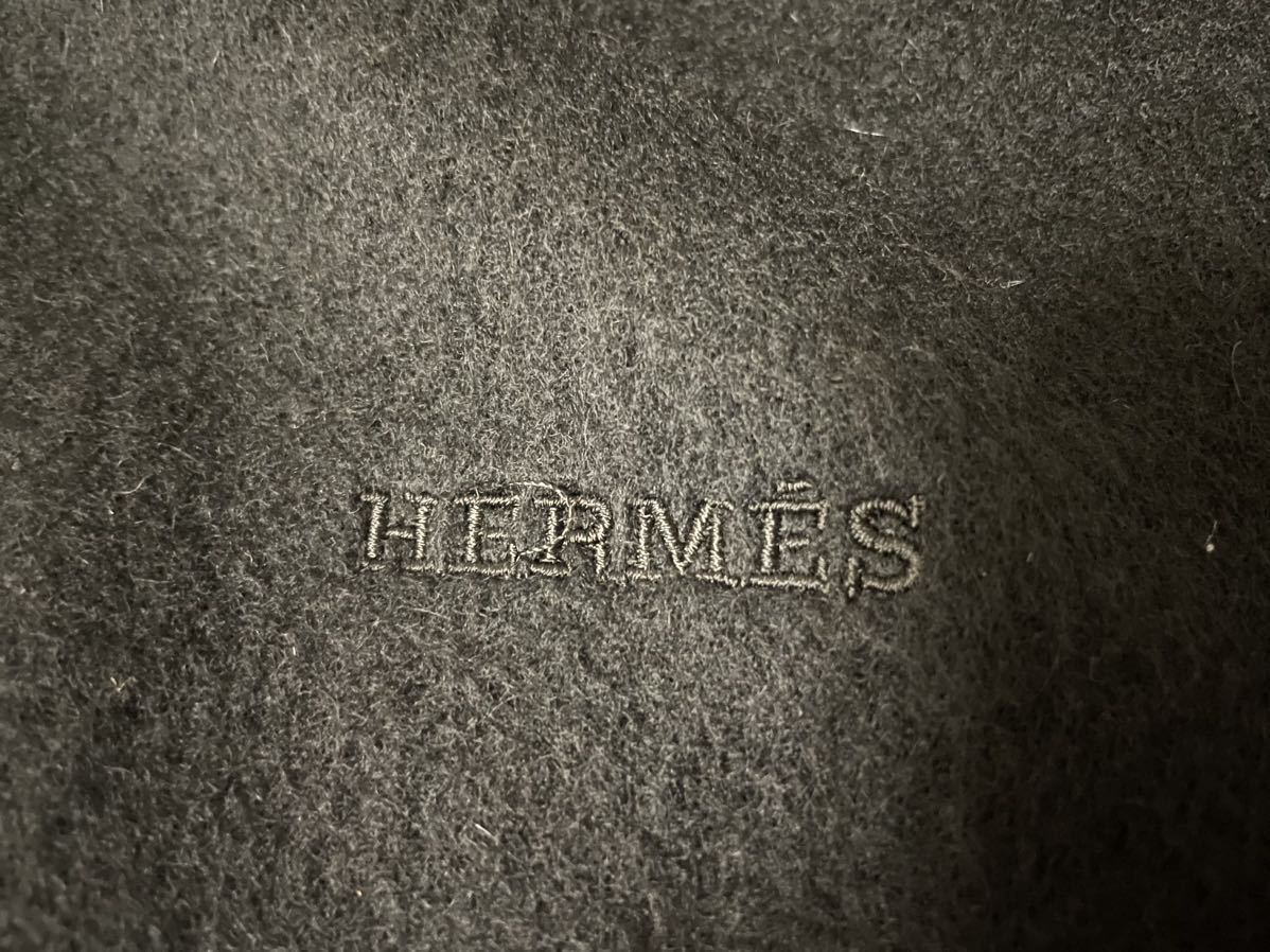 ★良品 HERMES PARIS CASHMERE SCARF エルメス マルジェラ期 カシミア 100% スカーフ マフラー ストール ブラック スコットランド製 正規品_画像6
