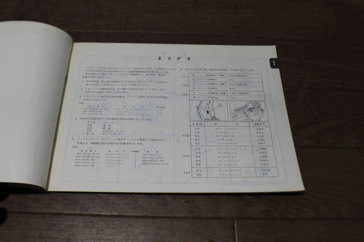 ☆　ヤマハ　ミント　SH50　1YU　1YV　2AA　パーツカタログ　パーツリスト　161-010J1　1版　86.3_画像5