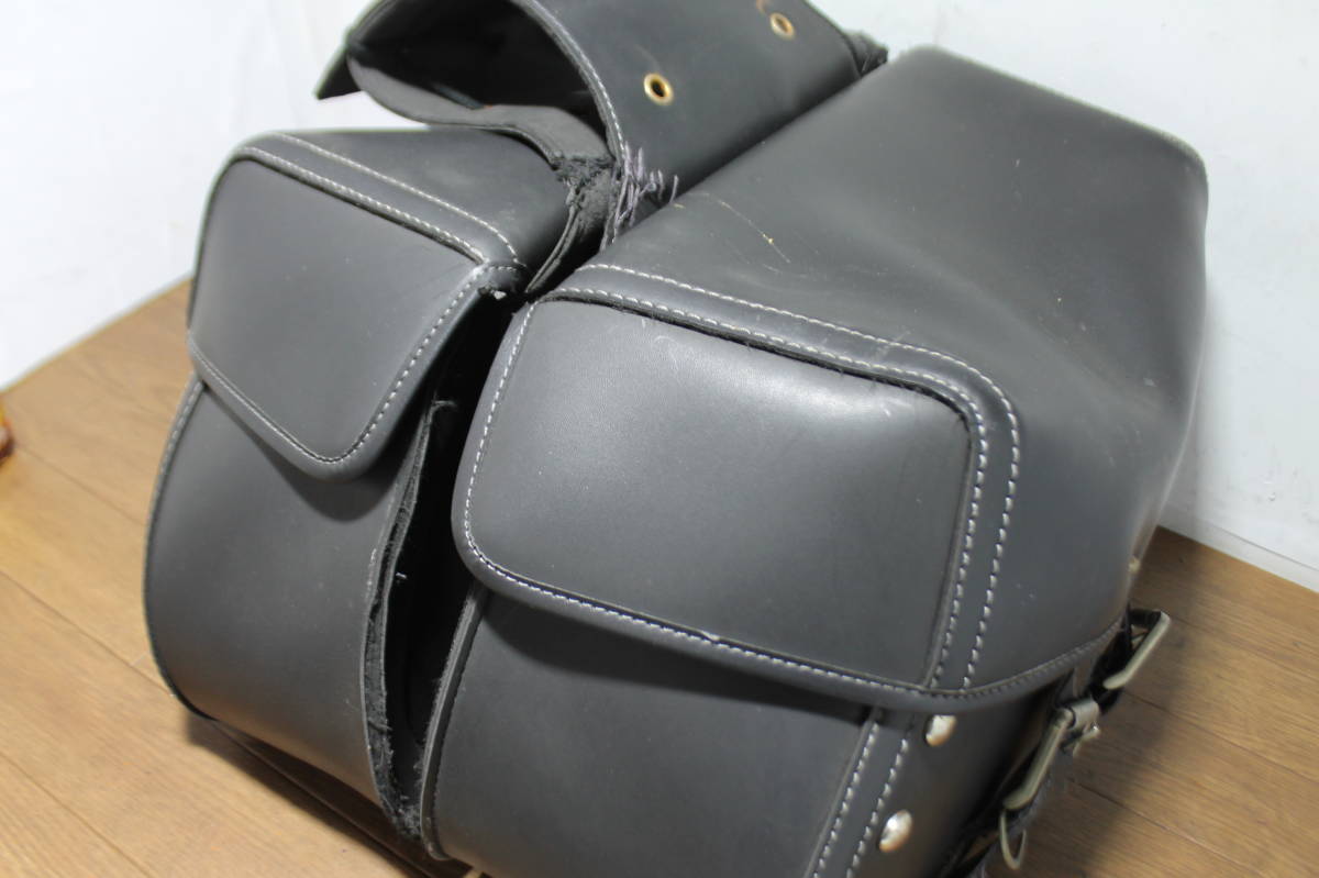 W сумка ④ двойной сумка W300 H300 D150 боковая сумка заклепки american мотоцикл сумка чёрный 