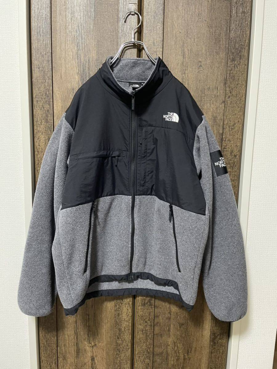 即決 美品 THE NORTH FACE DENALI HOODIE ノースフェイス デナリ フーディNA71831 XL ミックス グレー 灰色 フリース フード付き_画像1