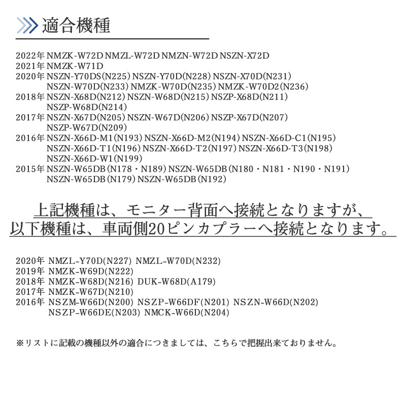 NSZP-W66DF NSZN-W66D 対応 バックカメラ接続ケーブル 変換 アダプター 【DA10】_画像2