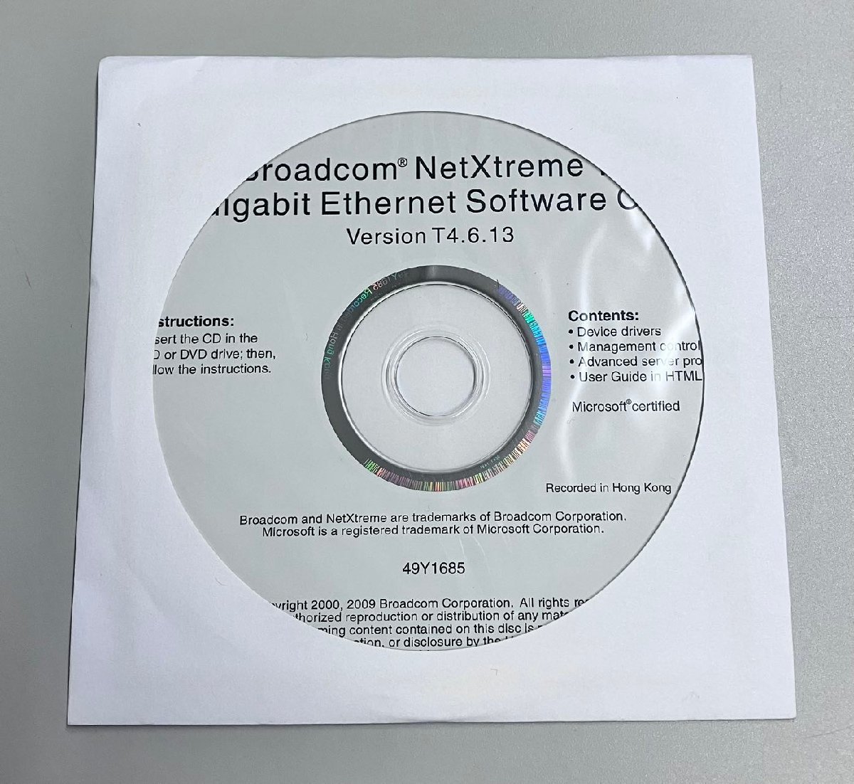 2YXS995★現状・未開封品★IBM Broadcom NetXtreme ⅡGigabit Ethernet Software CD Version T4.6.13_画像1