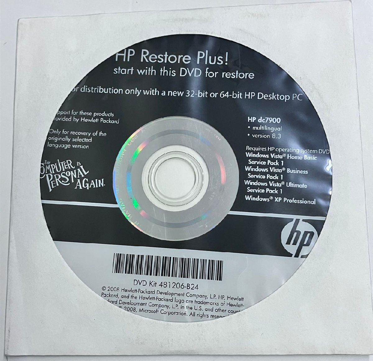 2YXS156★現状・未使用品★HP リストアプラス(dc7900) ＆オペレーティングシステムWindows XP Professional Service Pack 3_画像2