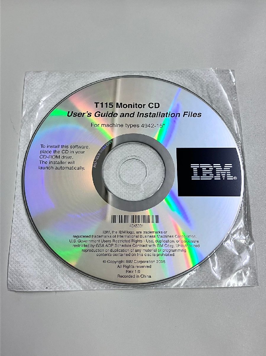 2YXS972★現状品★IBM T115 Monitor CD ユーザーガイド＆インスタレーションファイル for machine types 4942-15_画像1