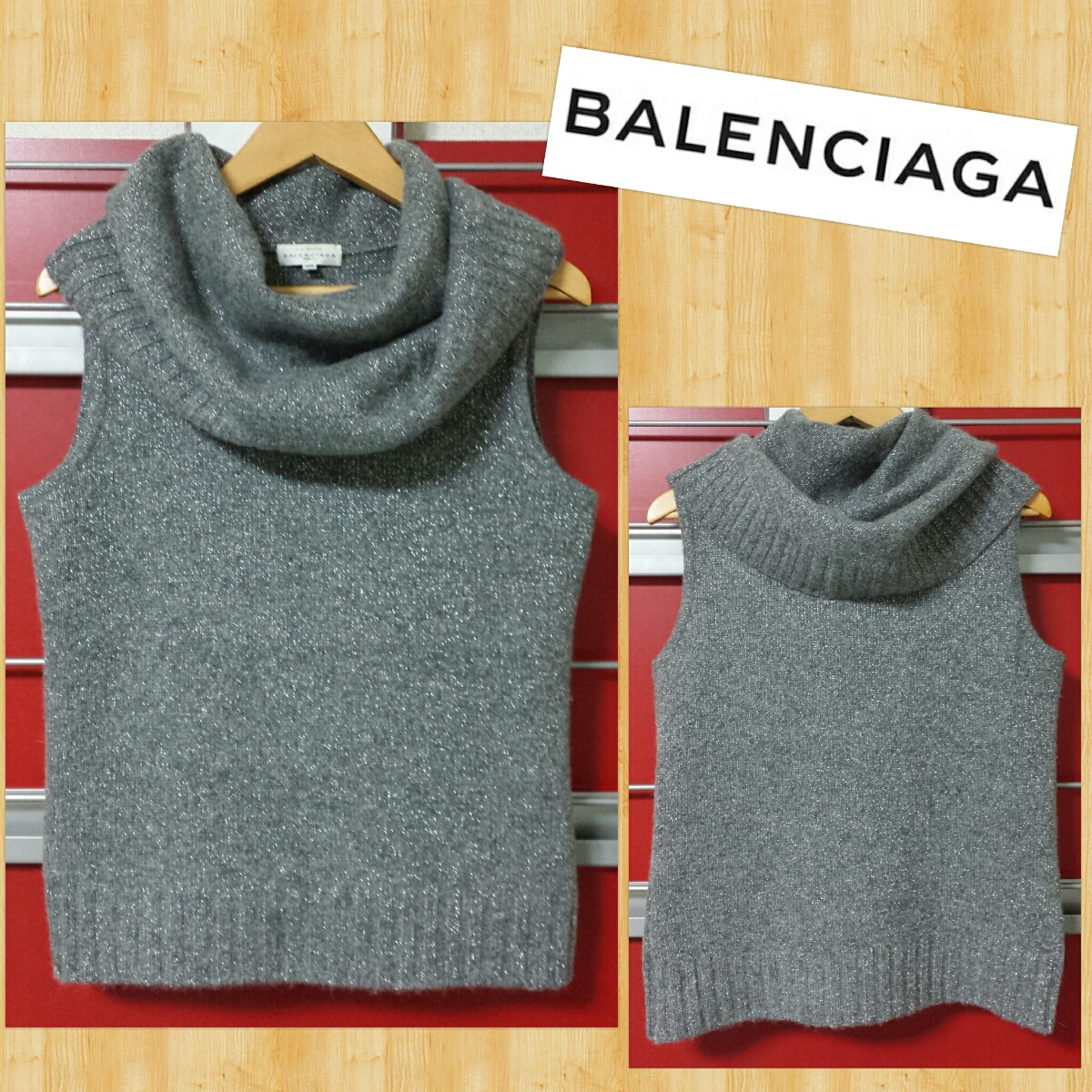 BALENCIAGA バレンシアガ ノースリーブ ニット タートルネック 38 美品 セーター_画像1