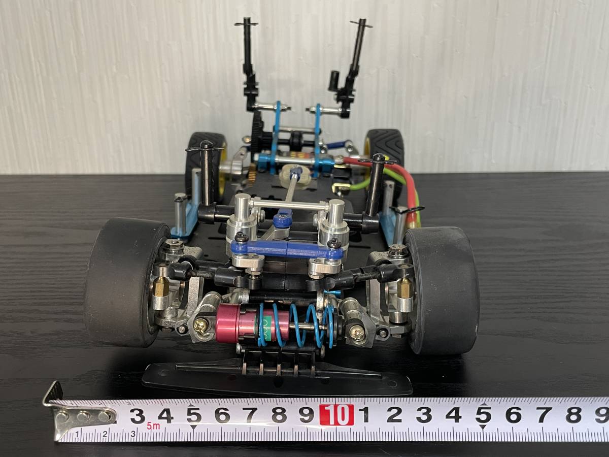 当時物 ジャンク シャーシ 電動RC ラジコン レーシングカー 部品取 メーカー不明 モーター STOCK MOTOR / タイヤ TAMIYA タミヤ PIT _画像5