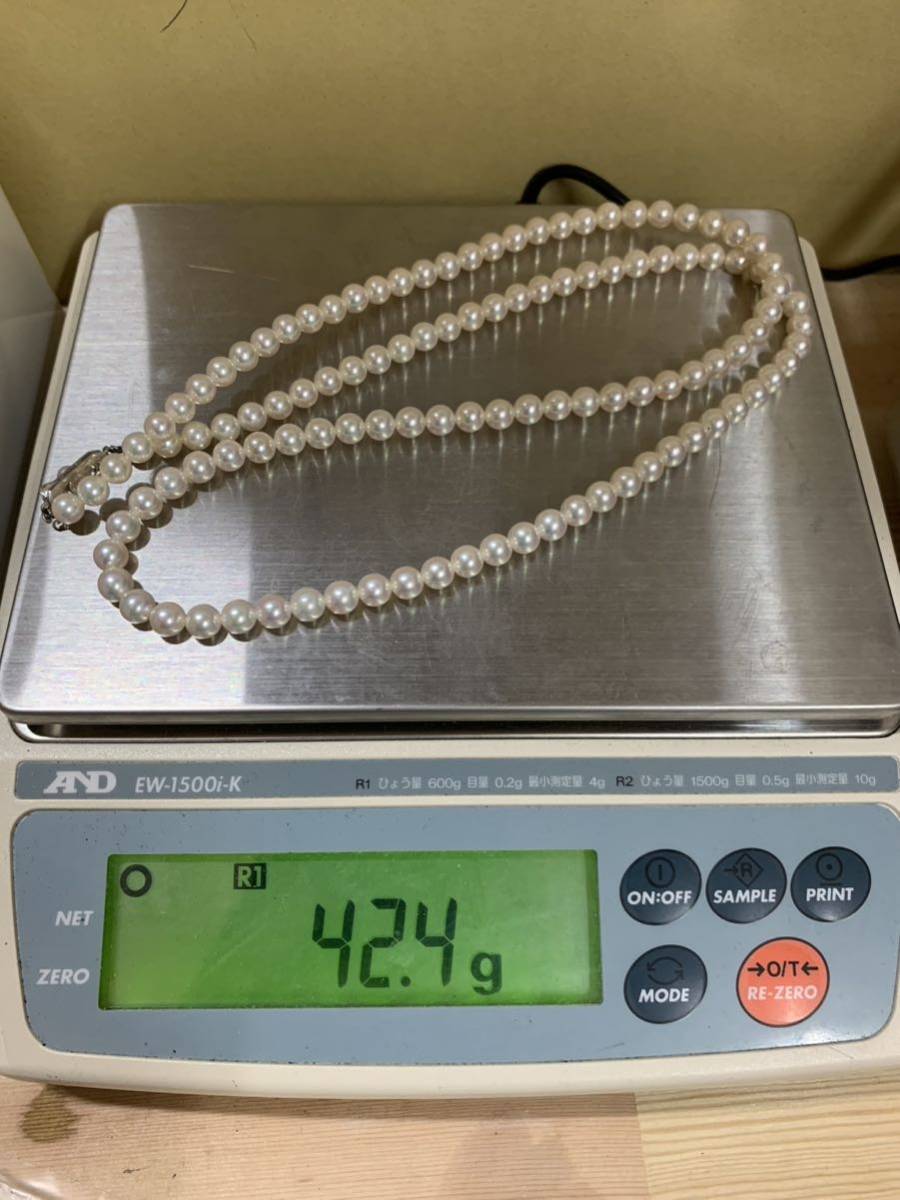 【D3529】ミキモト パール ロングネックレス K14WG 真珠 直径約6.1mm〜6.5mm_画像10
