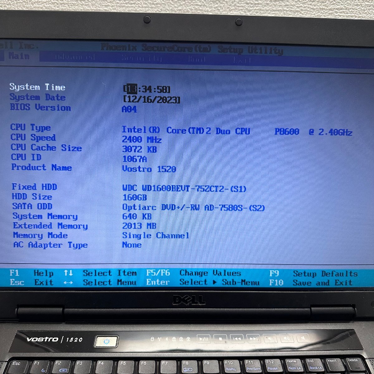 [9356]1円スタート 4台セット DELL Vostro 1520 【中古】Windows10にて動作確認 OS無し 本体・ACコード 現状販売 Core2Duo P8600_画像8