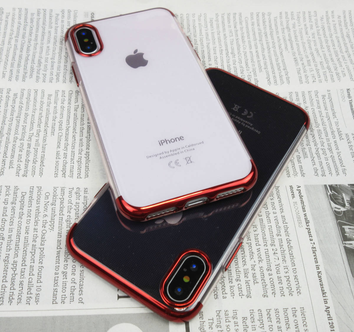 【送料無料】iPhone Xs / iPhone X　TPUクリアケース　(Red)　薄型スリム　メッキフレーム　★安心の国内発送★_画像3