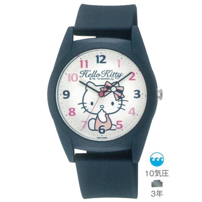  Hello Kitty goods wristwatch watch Kitty HK32-005 10 atmospheric pressure waterproof navy polyurethane belt van to lady's Kids Citizen clock 