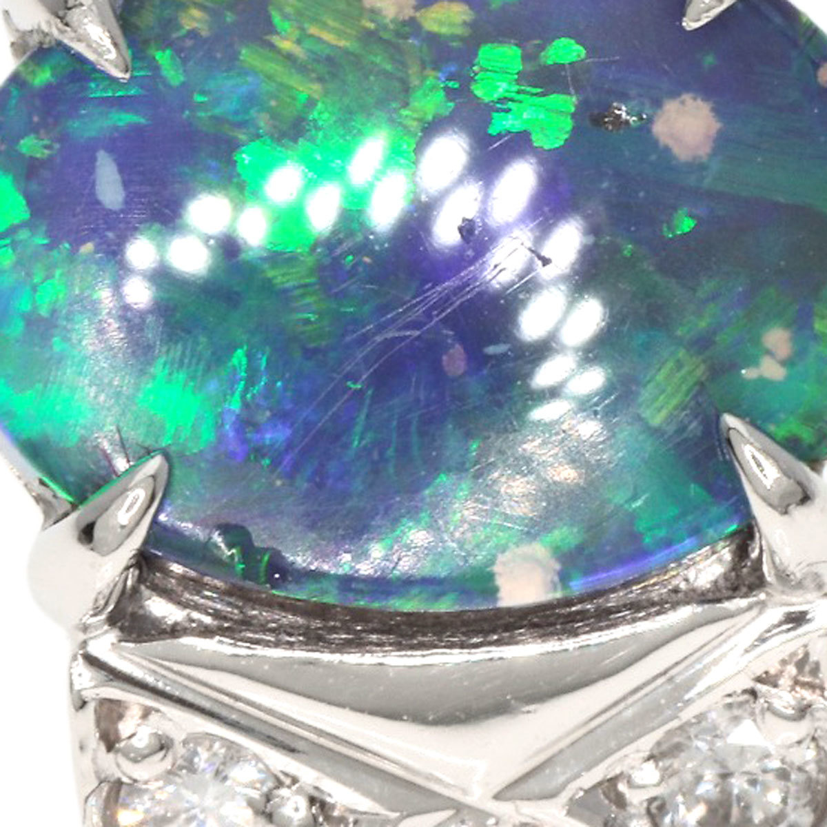 ジュエリー ボルダーオパール ダイヤモンド リング・指輪 プラチナPT900 中古_画像9