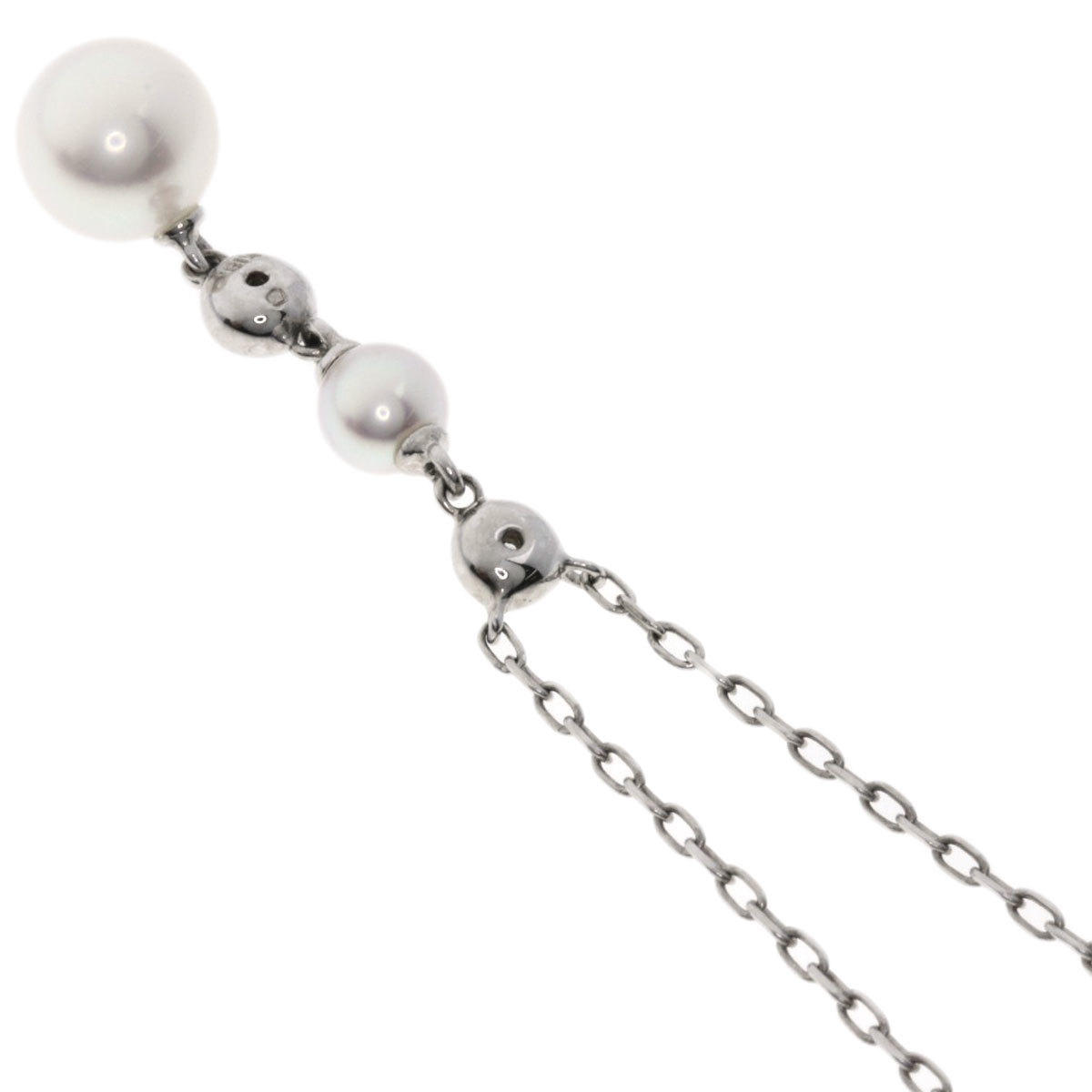 MIKIMOTO Mikimoto Akoya pearl diamond necklace K18 white gold lady's used 